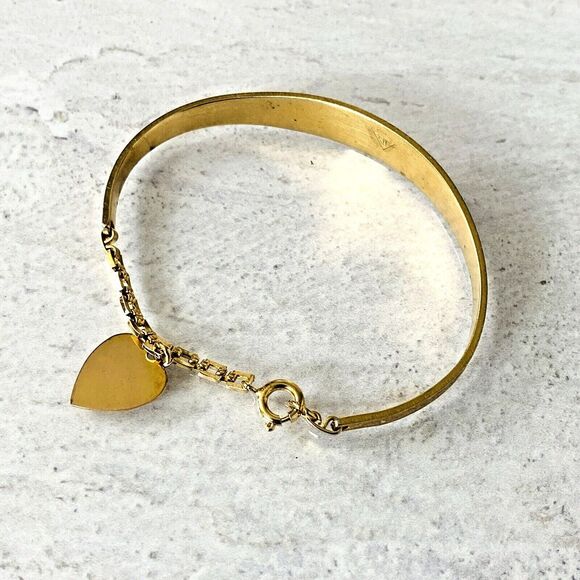 Engraved Signed Gold Filled Heart Charm ID Cuff Bracelet Jacoby Bender JB Mark - Picture 4 of 7